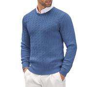 COOFANDY Jersey de Cuello Redondo para Hombre Ligero Informal y de Punto Fino con Diseño Texturizado Bleu L
