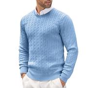 COOFANDY Jersey de Cuello Redondo para Hombre Ligero Informal y de Punto Fino con Diseño Texturizado Bleu XL
