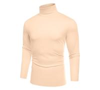 COOFANDY Jersey Fino Hombre Cuello Alto Camiseta Manga Larga Slim Fit Casaul Básico Suéter Delgado Cuello Alto Top T-Shirt Color Carne L