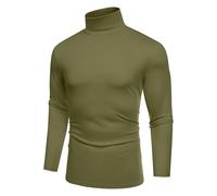 COOFANDY Jersey Fino Hombre Cuello Alto Camiseta Manga Larga Slim Fit Casaul Básico Suéter Delgado Cuello Alto Top T-Shirt Erde Militar S