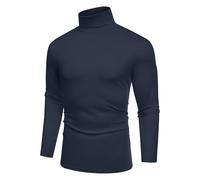 COOFANDY Jersey Fino Hombre Cuello Alto Camiseta Manga Larga Slim Fit Casaul Básico Suéter Delgado Cuello Alto Top T-Shirt Azul Violeta XXL