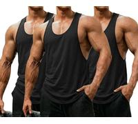 COOFANDY Pack de 3 Camisetas Tirantes Hombre Gym Secado Rápido Camisetas sin Mangas Deportivas Y-Back Muscle Fit para Fitness Entrenamiento Correr Negro/Negro/Negro M