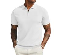 COOFANDY Polo de manga corta para hombre de verano con cierre de cremallera, polo de punto para hombre, camiseta de golf, Jardín Blanco/Opulento, M
