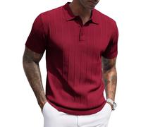 COOFANDY - Polos para hombre de manga corta, ajuste regular, para verano y golf, camiseta tipo polo, botón hacia abajo, casual, para vacaciones, polo de manga corta, frutas del bosque, M