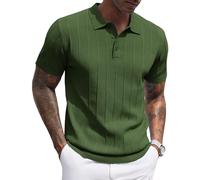 COOFANDY - Polos para hombre de manga corta, ajuste regular, para verano y golf, camiseta tipo polo, botón hacia abajo, casual, para vacaciones, polo para hombre, verde oliva, S