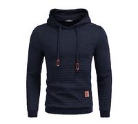 COOFANDY Sudadera con Capucha para Hombre, Chaqueta con Capucha Hipster Gym, Manga Larga, con cordón, a Cuadros, Jacquard, Sudaderas con Capucha M Azul Marino
