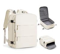 coofay Beige Travel Backpack For Women Men Airline Approved Personal Item Carry On Flight Approved Waterproof Backpack For Traveling On Airplane Weekender Travel Bag