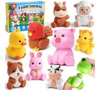 Coogam 10 juguetes de asociación con animales de granja, juegos educativos de aprendizaje motor fino para actividades en edad preescolar, conteo Montessori y clasificación de forma y color