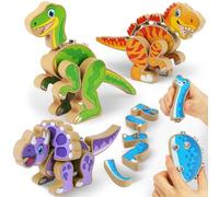 Coogam Construye Tus Propios Dinosaurios, Juego de Dinosaurio de construcción de ensamblaje, Constructor de Dinosaurios Stem de Madera, Juguete de construcción de Motor Fino Montessoi, Regalo para