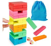 Coogam Juego de apilamiento de Bloques de Madera con Bolsa de Almacenamiento, Coloridos Rompecabezas de Equilibrio Juguetes Aprendizaje Educativo Montessori Regalos