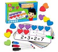 Coogam Juego de diez marcos magnéticos, juegos manipulativos de matemáticas para niños con 6 marcos de diez marcos 60 contadores magnéticos de matemáticas, juguete educativo Montessori regalo para