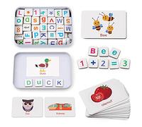 Coogam Letras y números magnéticos de Madera Juguetes, Nevera ABC Alfabeto Palabra Tarjetas de Vocabulario Ortografía Cuenta Juego Aprendizaje Mayúsculas Minúsculas Matemáticas para 3 4 5 años