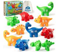 Coogam Matching Letters Juguete de motricidad fina, 26 PCS Double-Sided ABC dinosaurio alfabeto juego con letras mayúsculas minúsculas, juguetes educativos Montessori preescolar educativos para niños