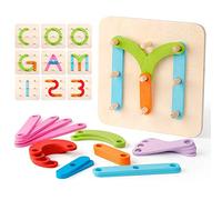 Coogam Números de Madera y Letras Kit de Construcción Forma de Juguete Educativo Montessori Reconocimiento de Color Número de Juego Tablero de Clasificación para Niños