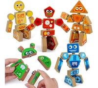 Coogam Take-Apart - Juego de bloques de robot, juguete de construcción STEM de madera, constructor de construcción de motor fino, juguete educativo de aprendizaje para niños y niñas de 3, 4, 5 años