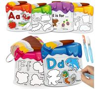 Coogam Tarjetas de pintura al agua con alfabeto de aprendizaje, reutilizables para pintura acuática Doddle, tarjetas flash de vocabulario ABC, palabras ABC, juguete educativo Montessori, regalo para