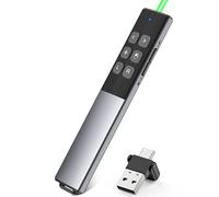 Coogamefly Presentador de ratón USB C, 2 en 1 USB y receptor tipo C, con hipervínculo, control de volumen, pantalla completa, imagen negra, mando a distancia inalámbrico PowerPoint 2.4G para Windows
