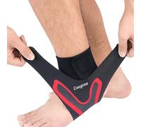 Coogime 2 piezas tobillera, banda de tobillo flexible para futbol, vendaje para fascitis plantar, tobillera transpirable flexible (Red, L)