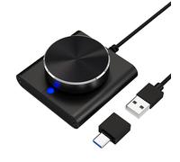 cooidea - Pomo de Control de Volumen USB con una tecla de Silencio/Pausa para Ordenador, Ajuste de Audio, Control Remoto de Volumen de Audio, Compatible con WinXP/7/8 10/Vista/Mac/Linux (Negro)