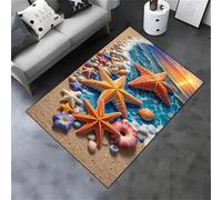 Cooiiye Alfombra Salón, 40x60cm,Alfombra Lavable para Dormitorio, Alfombrilla para Suelo, Alfombra Grande para Sala de Estar, Dormitorio, Sala de Juegos,Paisaje Estrellas mar Atardecer
