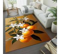 Cooiiye Alfombra Salón, 60x90cm,Alfombra Lavable para Dormitorio, Alfombrilla para Suelo, Alfombra Grande para Sala de Estar, Dormitorio, Sala de Juegos,Frutas Florales