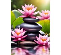 Cooiiye Piedras de flor de loto Diamond Painting Adultos 5D Diamond Painting Kit Completo,Square Fai Da Te Strass Bordado en Punto de Cruz Lienzo Diamond Art Painting Para Hogar Pared Decor 30x50cm