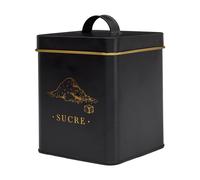 Cook Concept Bote Metal "Sucre" Lounge Negro Mate con Ilustraciones Doradas 11,6x11,6x16 cm