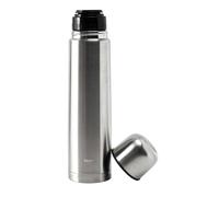 COOK CONCEPT Botella Isotérmica de Acero 1 L Tapón Vaso Plateado | Acero inoxidable, botella isotérmica, 1 L, tapón vaso, mantiene calor y frío, oficina salidas, duradera, plateada