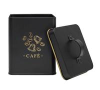 COOK CONCEPT - BT6811 Caja de Metal para Conservación de Café - Diseño Chic y Moderno - Hermética para Frescura Óptima - Diseñada para Diversos Alimentos - 1L - Negro y Dorado