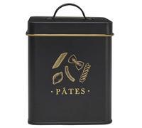 COOK CONCEPT - BT6821 Caja de Metal para Pasta, Diseño Negro y Dorado, Hermética para Conservación Óptima, Fácil de Limpiar, Capacidad Generosa de 1,5 litros, Elegante y Funcional