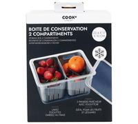 Cook Concept Caja con 2 Cubetas Nevera para Frutas y Verduras 22,5x17,5 cm