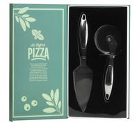 Cook Concept Caja-Libro Acero Inoxidable 2 Piezas: Pala para Pizza y Cortador con Rueda