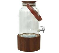 COOK CONCEPT Dispensador de Bebidas de Cristal 6 L Soporte Madera Grifo | Cristal, capacidad 6 L, soporte de madera, grifo de servicio, boca ancha, recepciones familias, cócteles zumos, decorativo