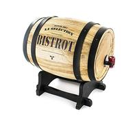 COOK CONCEPT Fuente de Bebida Tonel de Vino Madera con Grifo Beige | Madera y metal, fuente de bebida tonel de vino, 27x21x26 cm, dispensador con grifo, beige marrón