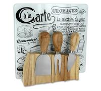 COOK CONCEPT - KA1732 Bandeja para Quesos con 3 Utensilios, Soporte Magnético de Madera, Acero Inoxidable y Vidrio, Diseño Original, H22 x 4 x 21 cm, Beige Gris Negro