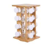 COOK CONCEPT - KA4334, Organizador Giratorio de Especias con 16 Tarros en Bambú, Diseñado para Diversificar Tus Sabores, Dimensiones 17.5 x 17.5 x 31 cm, Color Marrón