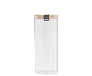 COOK CONCEPT - KA4372 Bote de Vidrio y Bambú 1.6 L para Conservación de Alimentos, Eco-Responsable, Reutilizable, Transparente, Dimensiones: 25 x 10.3 x 10.3 cm, Bambú-Transparente