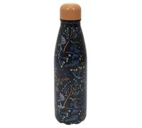 COOK CONCEPT - KA4968 Botella Isotérmica Floral 50 cl - Reutilizable en Acero Inoxidable - Conservación 6h Caliente/18h Frío - Dimensiones 18,5 x 26 x 8,5 cm - Color Negro