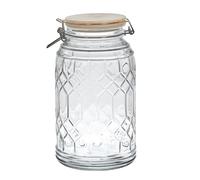 COOK CONCEPT - KA5508 Tarro de Conservación de Vidrio con Tapa de Bambú - Pack de 2 - Capacidad 2.3 litros - Dimensiones 13.60 x 24.40 cm - Transparente