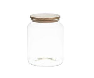 COOK CONCEPT - KA5549 Tarro de Conservación de Vidrio con Tapa de Madera - Almacenamiento Práctico para Cocina - 2.4L - Dimensiones 19 x 15 x 15 cm - Transparente