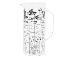 COOK CONCEPT - KA5875, Jarra para Cócteles de 2L con Recetas Integradas, Diseño Elegante en Borosilicato, Ideal para Aperitivos y Fiestas, Dimensiones 16.5 x 10 x 10 cm, Transparente, Negro