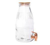 COOK CONCEPT - KA5906 Fuente de Bebida de Vidrio con Grifo de Servicio - Diseñada para Bebidas Refrescantes - Capacidad 3.8L - Amplia Apertura - Tapa de Madera