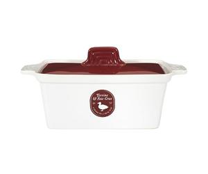 COOK CONCEPT - KC23011 Tarro para Foie Gras de Cerámica con Prensa - Fácil de Usar - Dimensiones 25,5 x 11 x 27 cm - Colores Surtidos Rojo+Blanco o Gris+Blanco