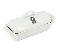 COOK CONCEPT - KC24201, Terrina de Cerámica para Foie Gras, Diseñada para Recetas Festivas, con Tapa, Dimensiones 26 x 13,7 x 14 cm, Color Blanco Rojo Blanco-Gris