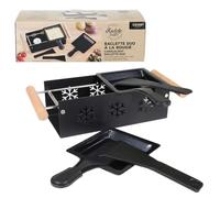 COOK CONCEPT - KC2486 Raclette Duo A La Vela - Placa de Cocción Específica - Diseño Elegante de Metal y Madera - para 2 Personas - Dimensiones 62x32x11 cm - Color Negro