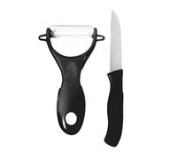 COOK CONCEPT - KD3118 Cuchillo de Cerámica con Pelador - Diseño Práctico y Fiable - para Cocina - Longitud de Hoja 12,5 cm - Dimensiones 12,50 x 7,60 x 1,80 cm - Colores Negro/Blanco