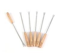 COOK CONCEPT - KU6535, Tenedores para Fondue de Acero Inoxidable y Madera de Hevea, Set de 6, Accesorios de Cocina Prácticos para Momentos Deliciosos, Dimensiones 232 x 15 x 15 cm, Madera-INOX