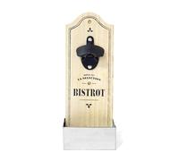 Cook Concept - KV7099, Abrebotellas de Pared de Madera con Bandeja para Tapones, diseño Ingenioso, Dimensiones 11,2 x 7,1 x 30,6 cm, Colores aleatorios, Beige y Negro