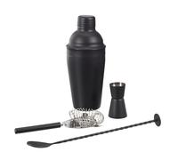 COOK CONCEPT - KV7335 - Set de Cóctel 4 Accesorios en Acero Inoxidable - Coctelera 45cl - Medidor 15cl - Cuchara y Colador - Negro - 8 x 8 x 21 cm - Idea de Regalo