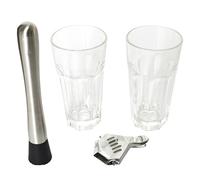 COOK CONCEPT - KV7346 Set de 4 Vasos para Mojito para Aperitivos y Cócteles - Diseñado para Fiestas y Relajación - Dimensiones 26 x 23 x 23 cm - Color Plata Transparente